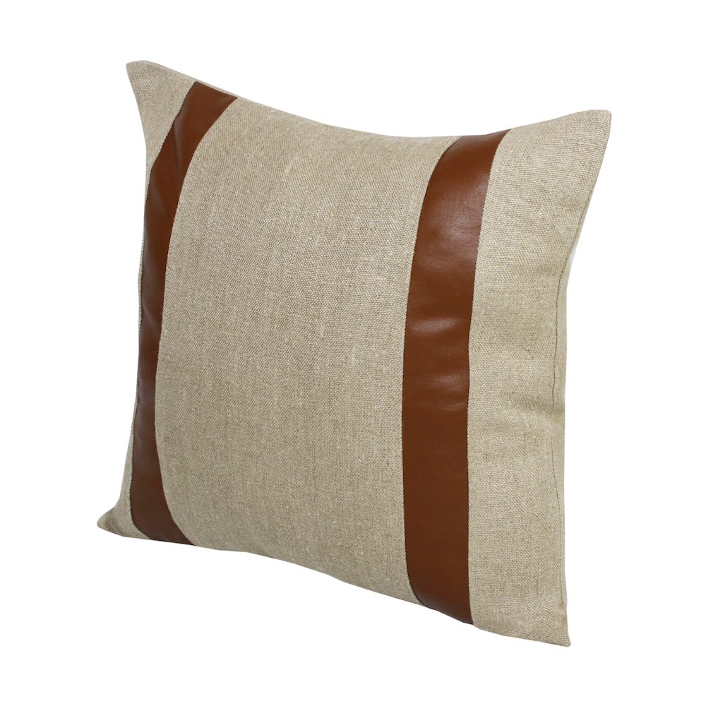 Estate Linen Poly Filled Pillow in Beige/Brown, 20" x 20". Picture 8