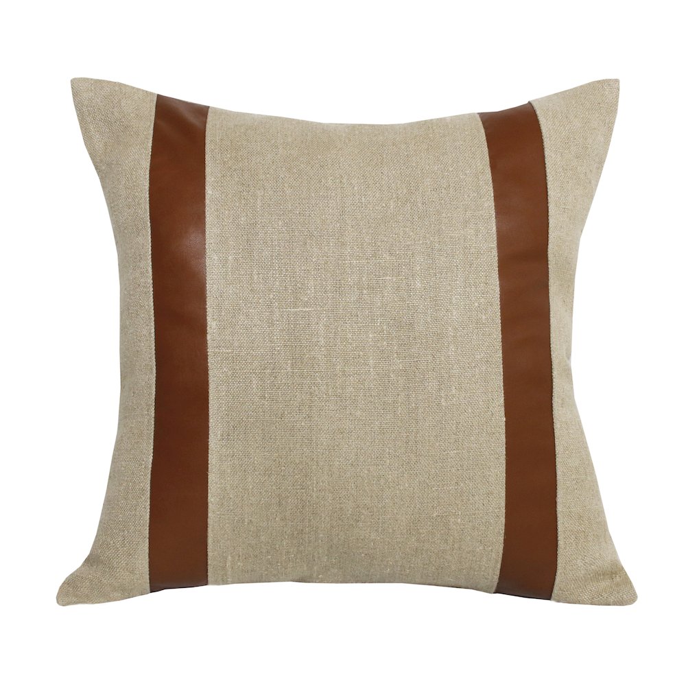 Estate Linen Poly Filled Pillow in Beige/Brown, 20" x 20". Picture 1