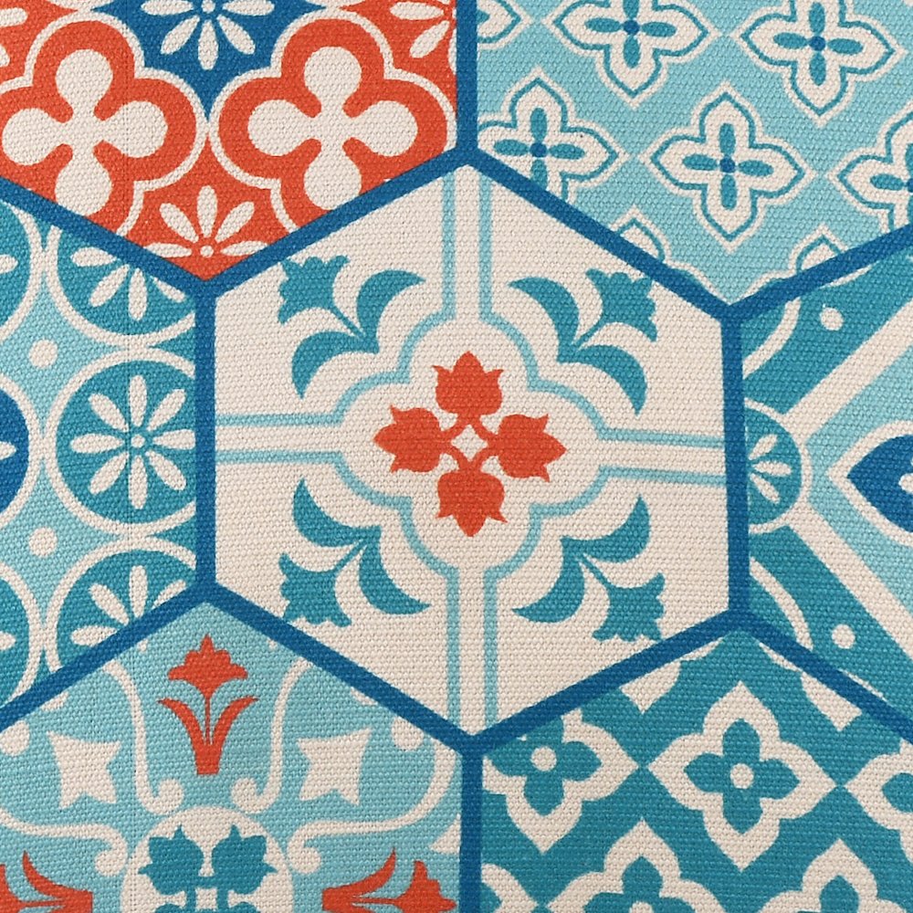 Mosaic Performance Poly Filled Pillow in Blue/Orange, 20" x 20". Picture 7