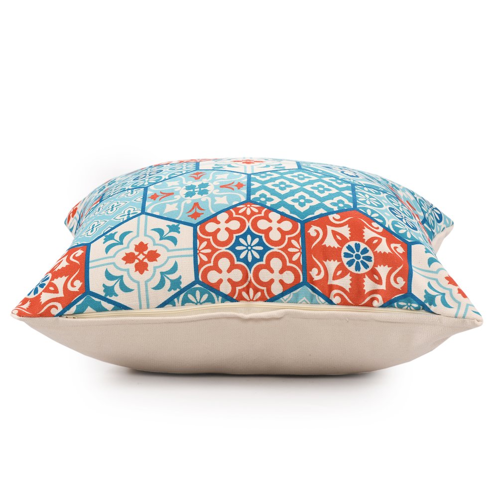 Mosaic Performance Poly Filled Pillow in Blue/Orange, 20" x 20". Picture 5