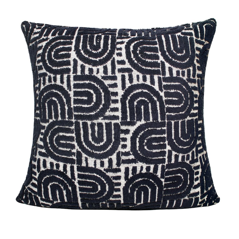 Groove Cotton Blend Poly Filled Pillow in White/Blue, 30" x 30". Picture 6