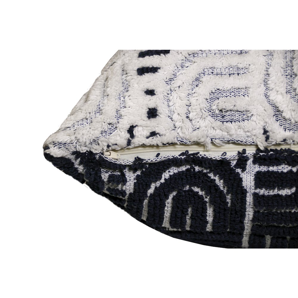 Groove Cotton Blend Poly Filled Pillow in White/Blue, 30" x 30". Picture 4