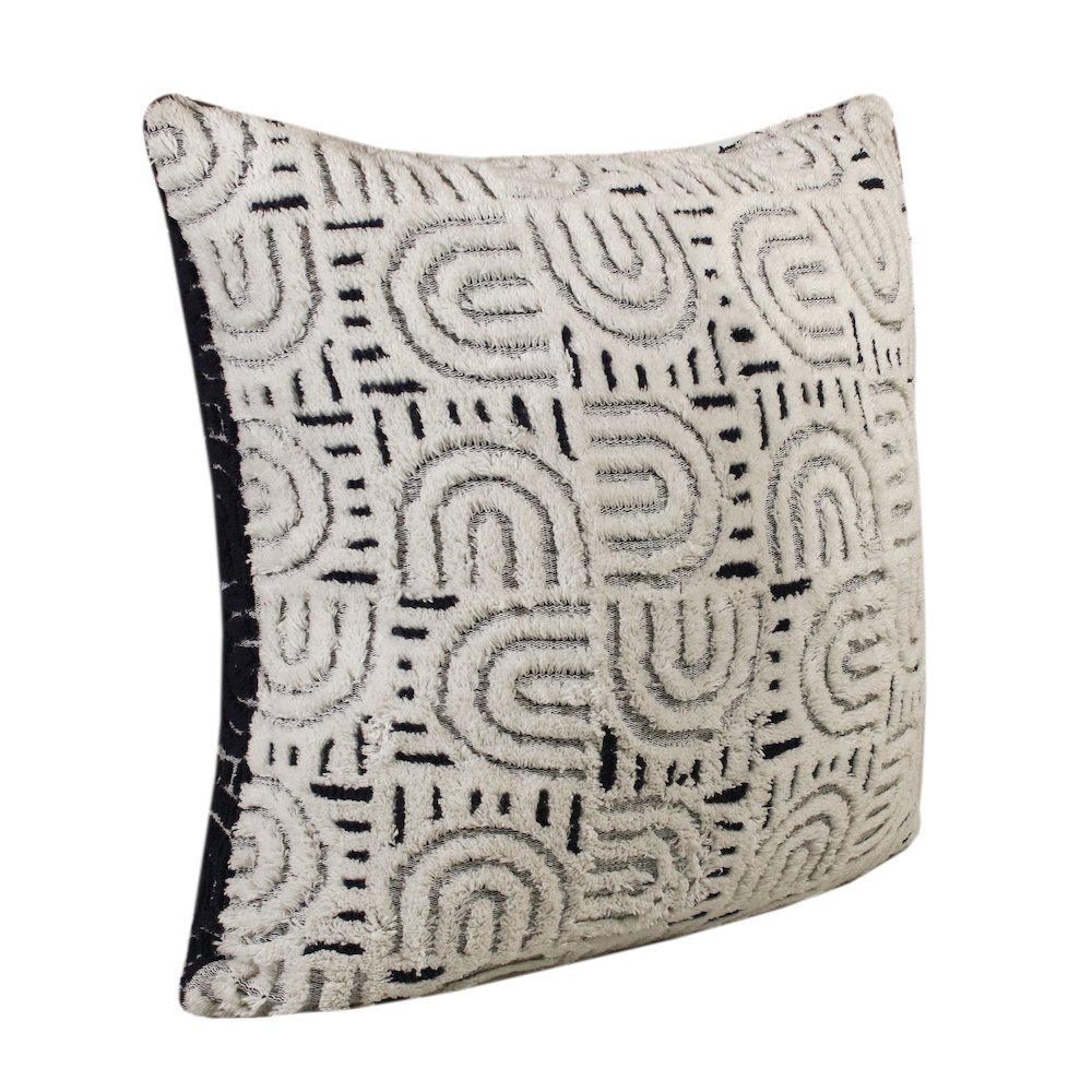 Groove Cotton Blend Poly Filled Pillow in White/Blue, 30" x 30". Picture 3