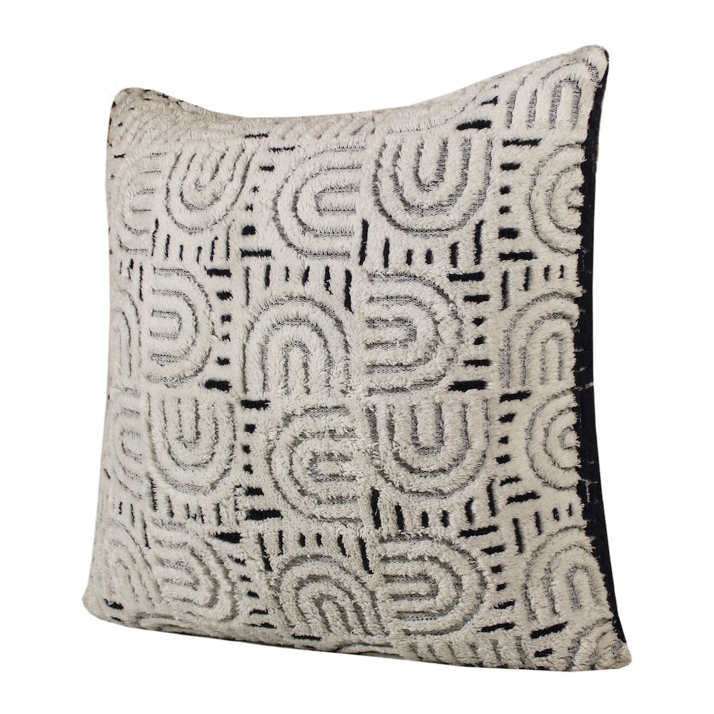 Groove Cotton Blend Poly Filled Pillow in White/Blue, 30" x 30". Picture 8