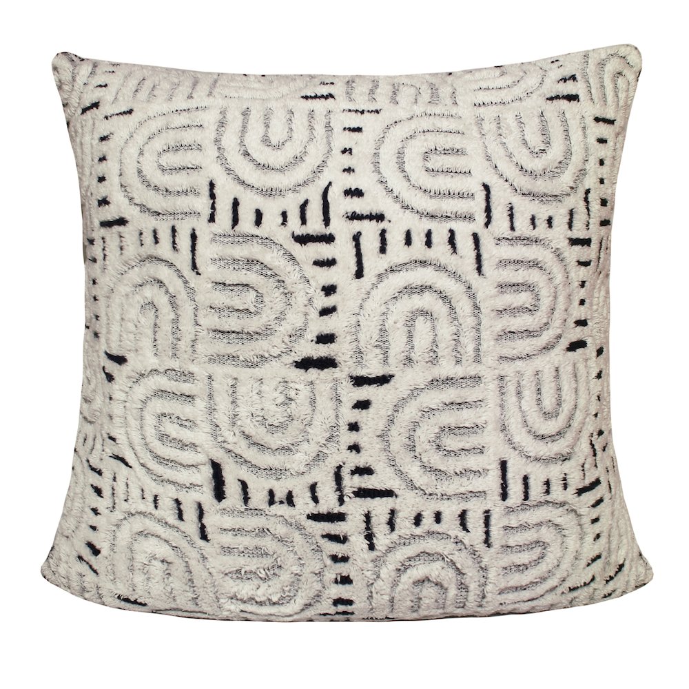 Groove Cotton Blend Poly Filled Pillow in White/Blue, 30" x 30". Picture 1
