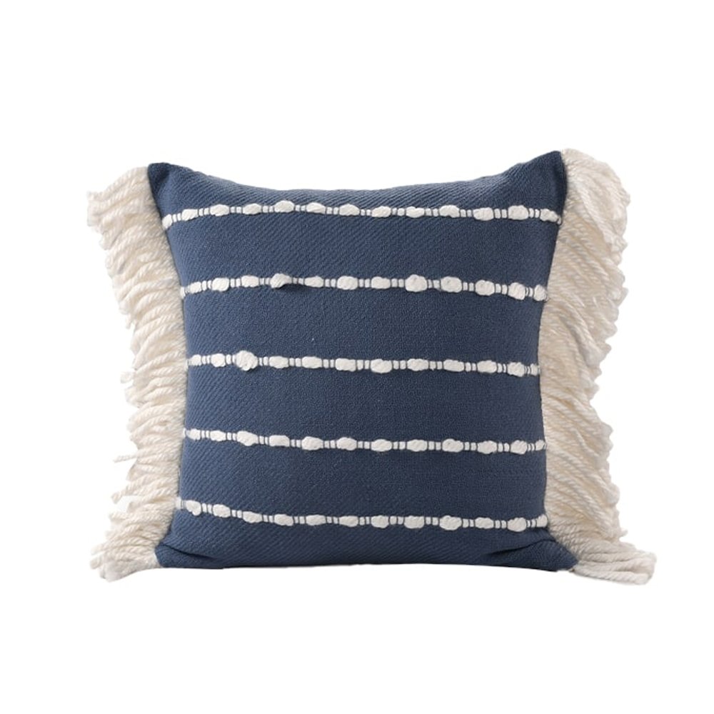Denver Cotton Blend Poly Filled Pillow in Blue/Ivory, 20" x 20". Picture 1