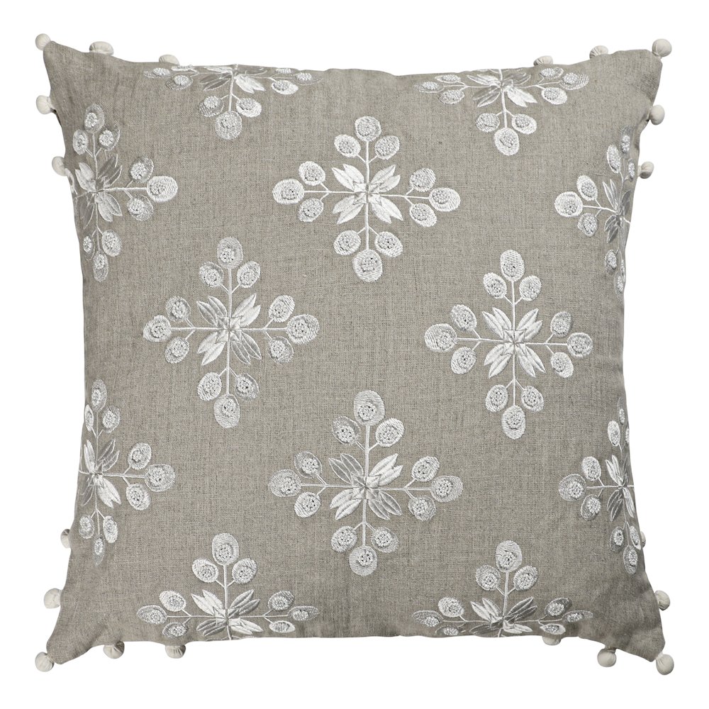 Odyssey Linen Poly Filled Pillow in Beige/ivory, 20" x 20". Picture 1