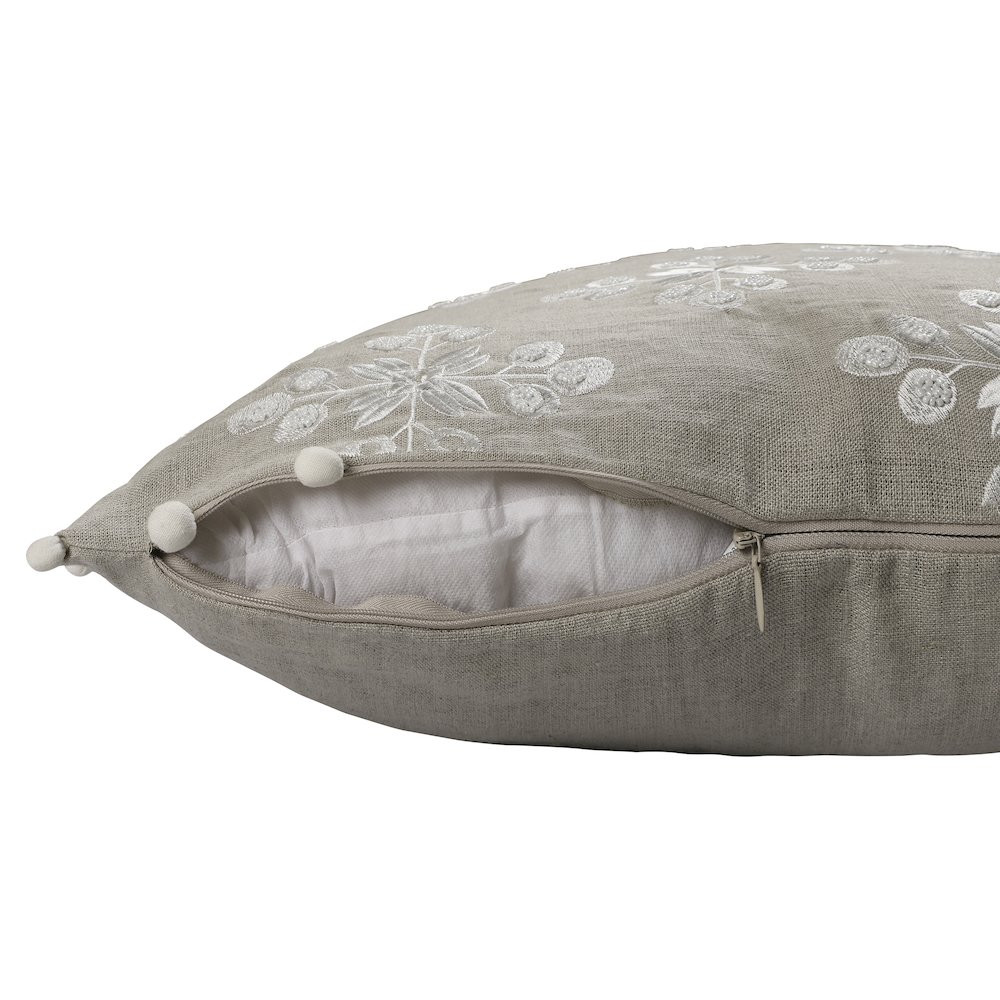 Odyssey Linen Poly Filled Pillow in Beige/ivory, 20" x 20". Picture 3