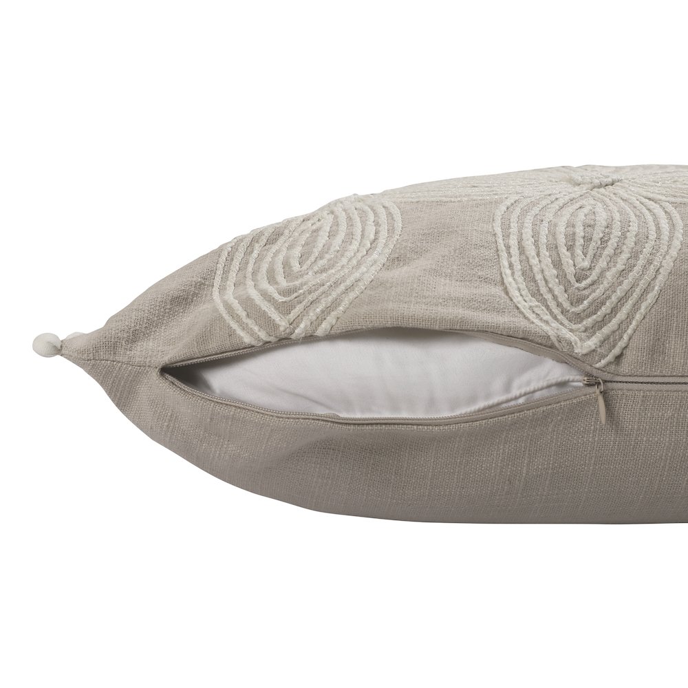 Eden Cotton Poly Filled Pillow in Beige/Ivory, 16" x 24". Picture 3