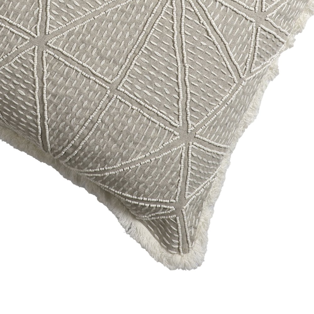 Odyssey Linen Poly Filled Pillow in Beige/Ivory, 20" x 20". Picture 5