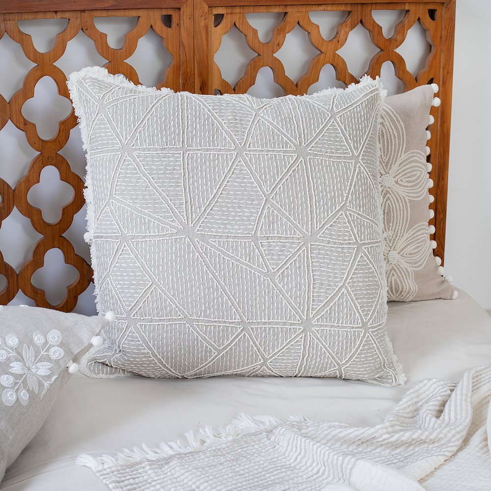Odyssey Linen Poly Filled Pillow in Beige/Ivory, 20" x 20". Picture 8