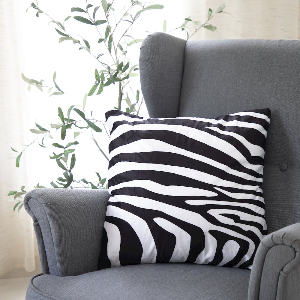 Echo Performance Velvet Poly Filled Pillow in Black/White, 20" x 20". Picture 2