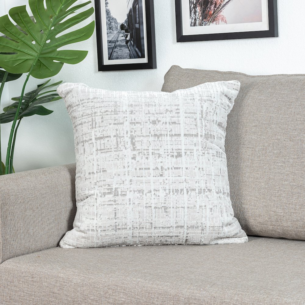 Milano Performance Blend Poly Filled Pillow in Gray/Beige, 20" x 20". Picture 2