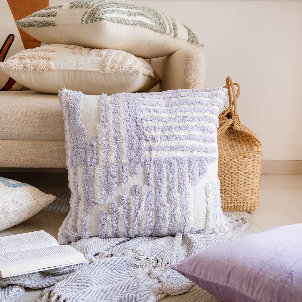 Stacy Garcia Cotton Poly Filled Pillow in Purple/White, 22" x 22". Picture 8