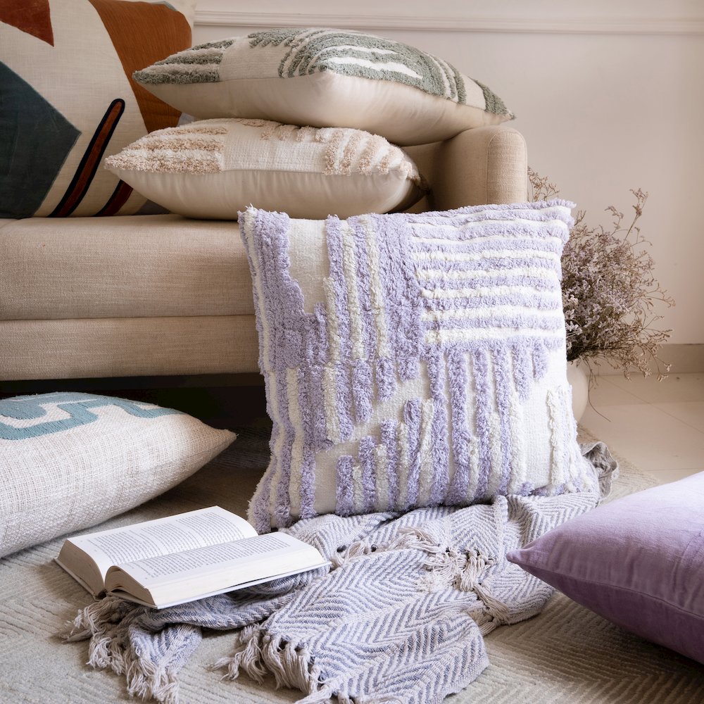 Stacy Garcia Cotton Poly Filled Pillow in Purple/White, 22" x 22". Picture 9