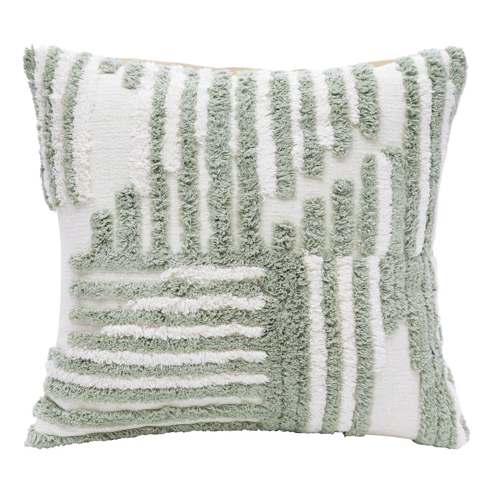 Stacy Garcia Cotton Poly Filled Pillow in Green/White, 22" x 22". Picture 1