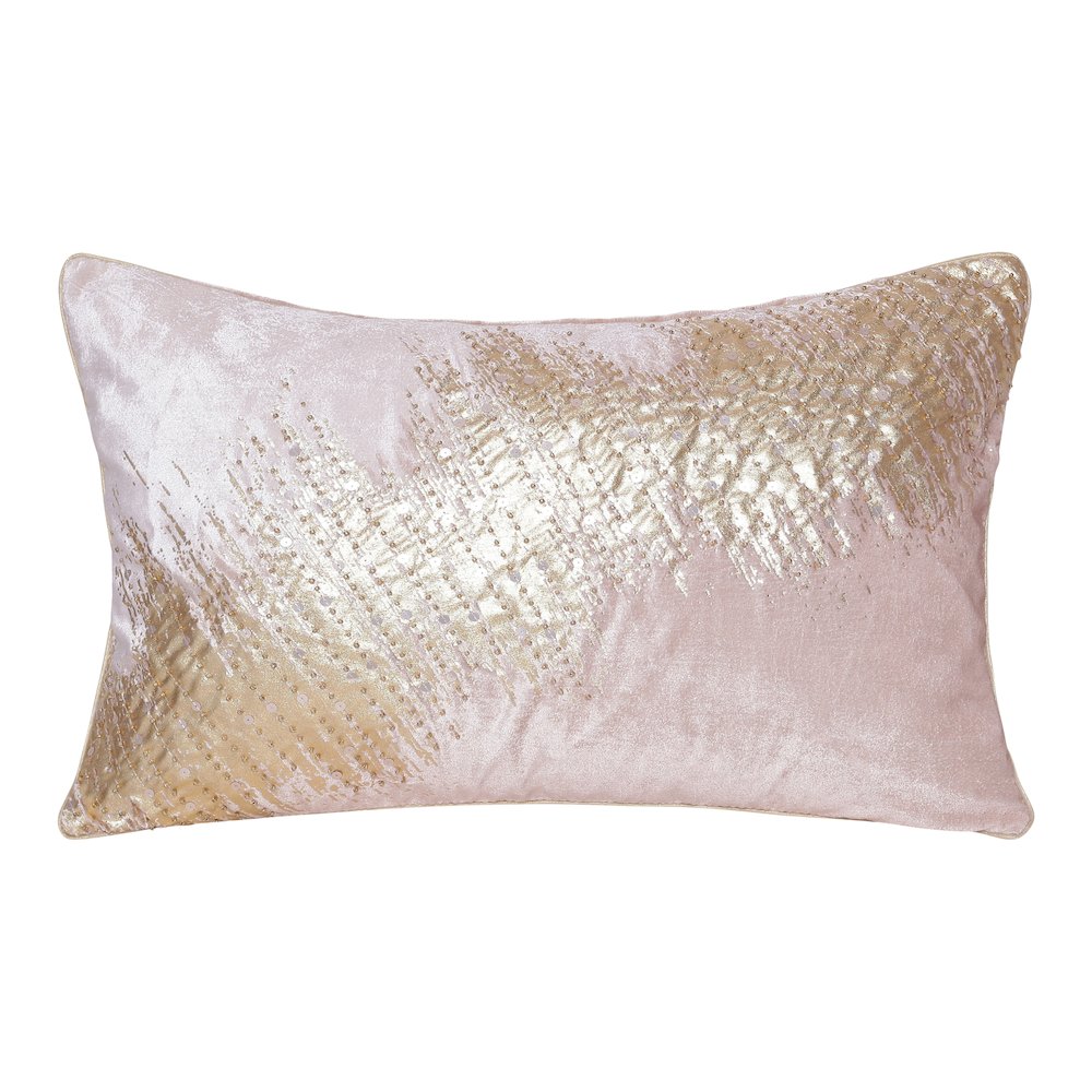 Cosmopolitan Performance Poly Filled Pillow in Gold/Pink, 16" x 24". Picture 1