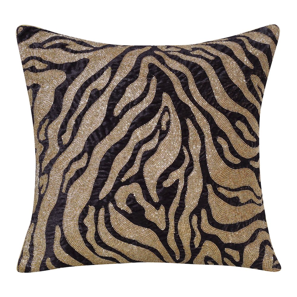 Cosmopolitan Performance Poly Filled Pillow in Gold/Black, 20" x 20". Picture 1