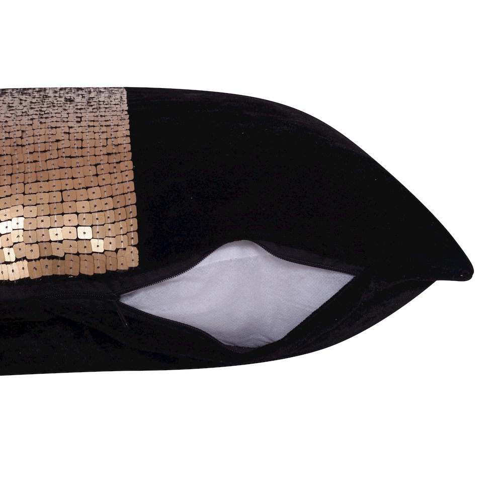 Cosmopolitan Performance Poly Filled Pillow in Black/Gold, 16" x 24". Picture 8