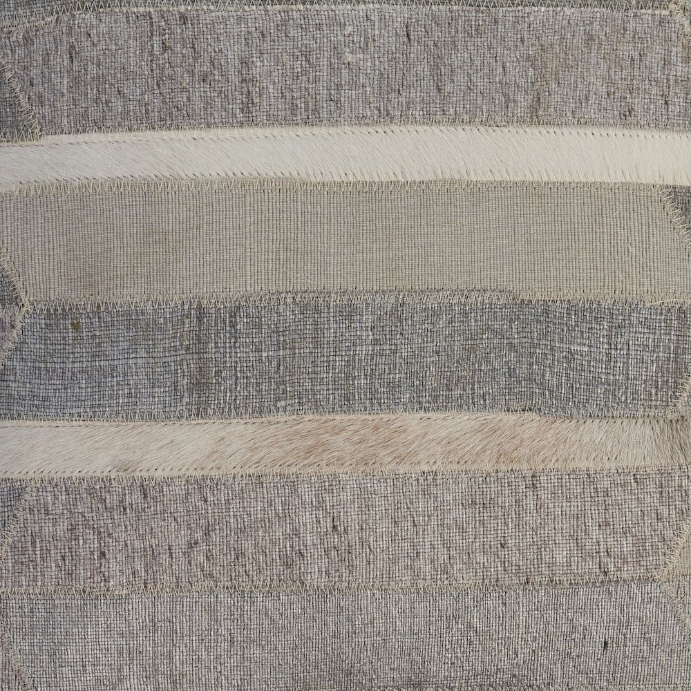 Wayne Gray/Tan Striped Wool and Faux Fur Blend Pillow Cover. Picture 7