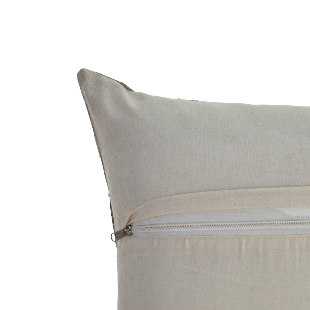 Wayne Gray/Tan Striped Wool and Faux Fur Blend Pillow Cover. Picture 5