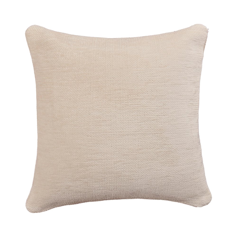 Yakar Chenille Poly Filled Pillow in Ivory, 20" x 20". Picture 1