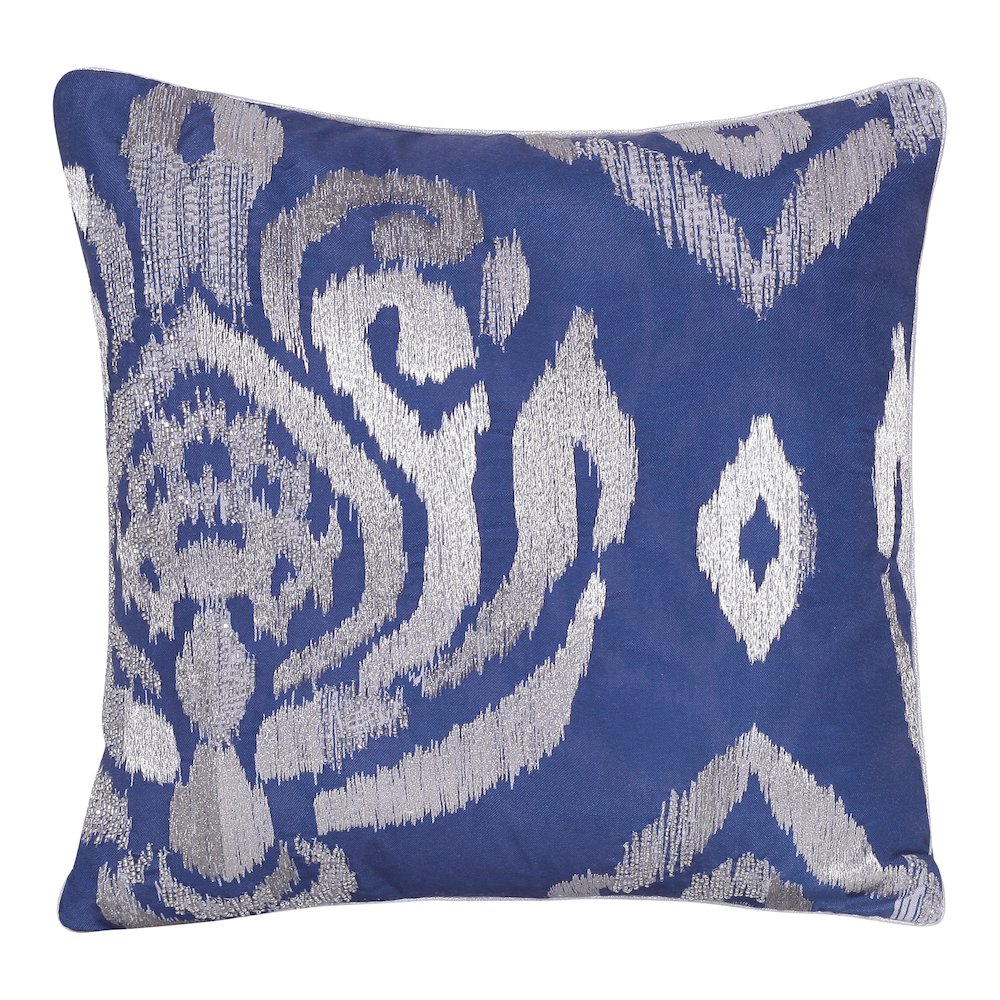 Cosmopolitan Performance Poly Filled Pillow in Blue/Silver, 20" x 20". Picture 1