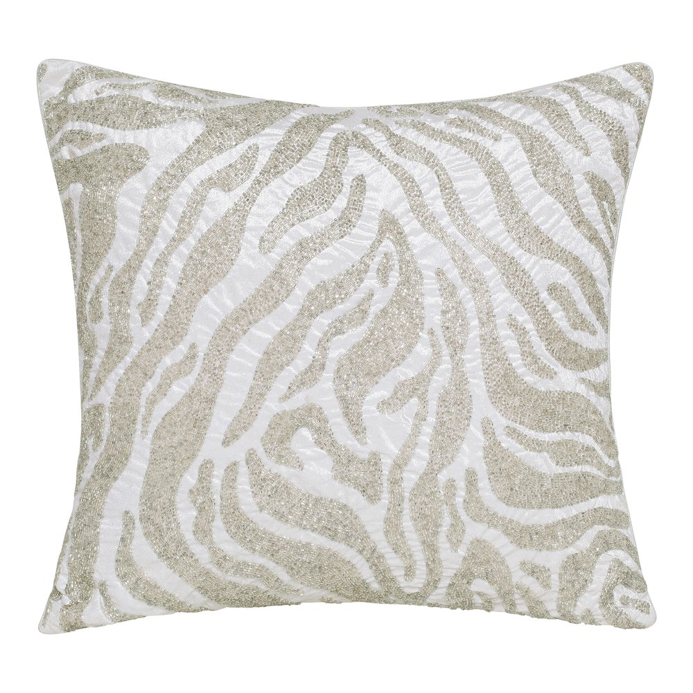 Cosmopolitan Performance Poly Filled Pillow in Ivory/Silver, 20" x 20". Picture 1