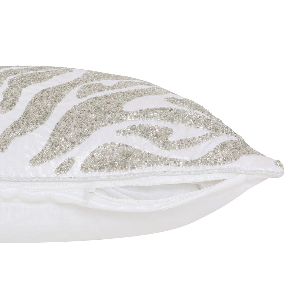 Cosmopolitan Performance Poly Filled Pillow in Ivory/Silver, 20" x 20". Picture 3