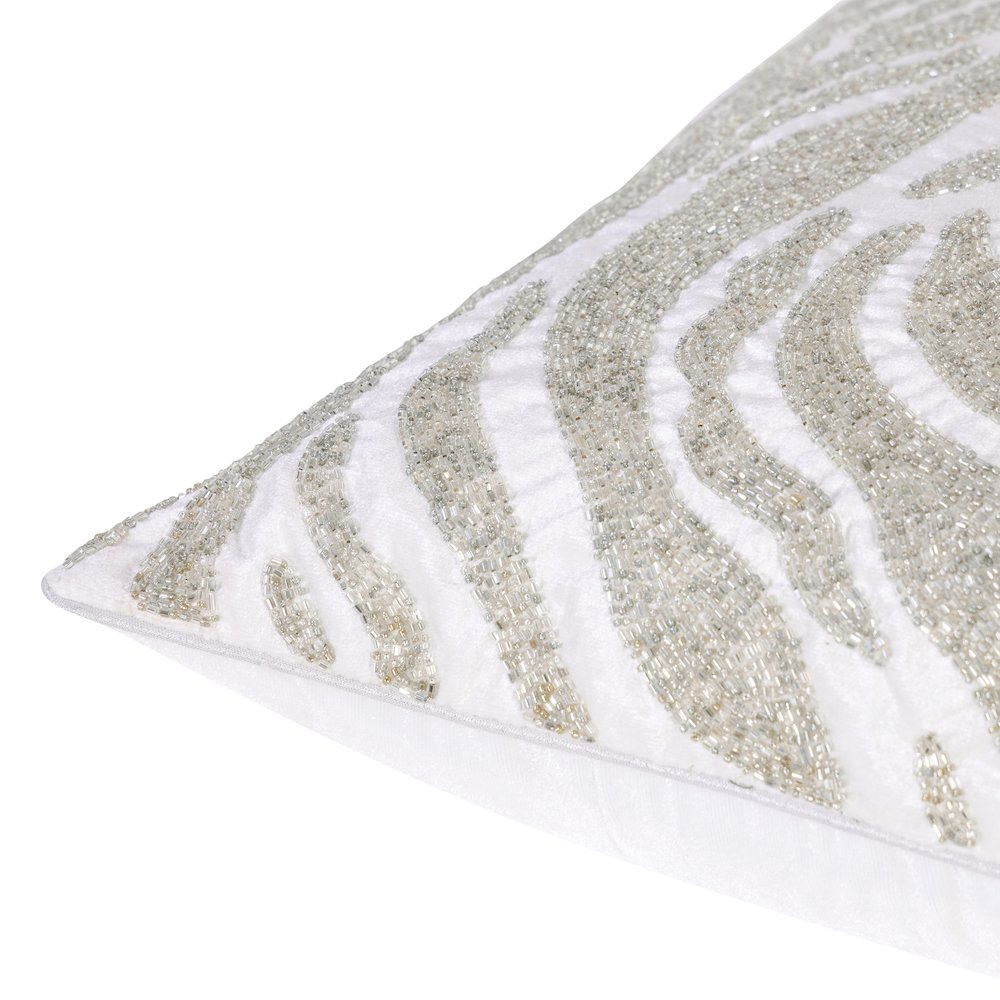 Cosmopolitan Performance Poly Filled Pillow in Ivory/Silver, 20" x 20". Picture 5