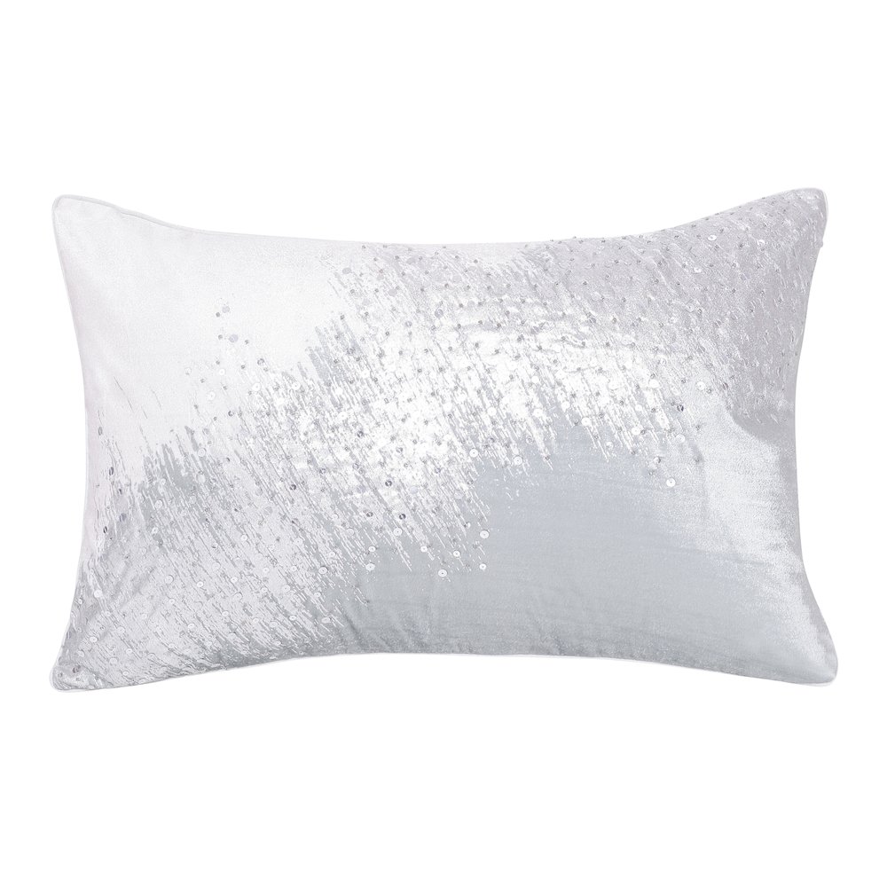 Cosmopolitan Performance Poly Filled Pillow in Ivory/Silver, 16" x 24". Picture 1