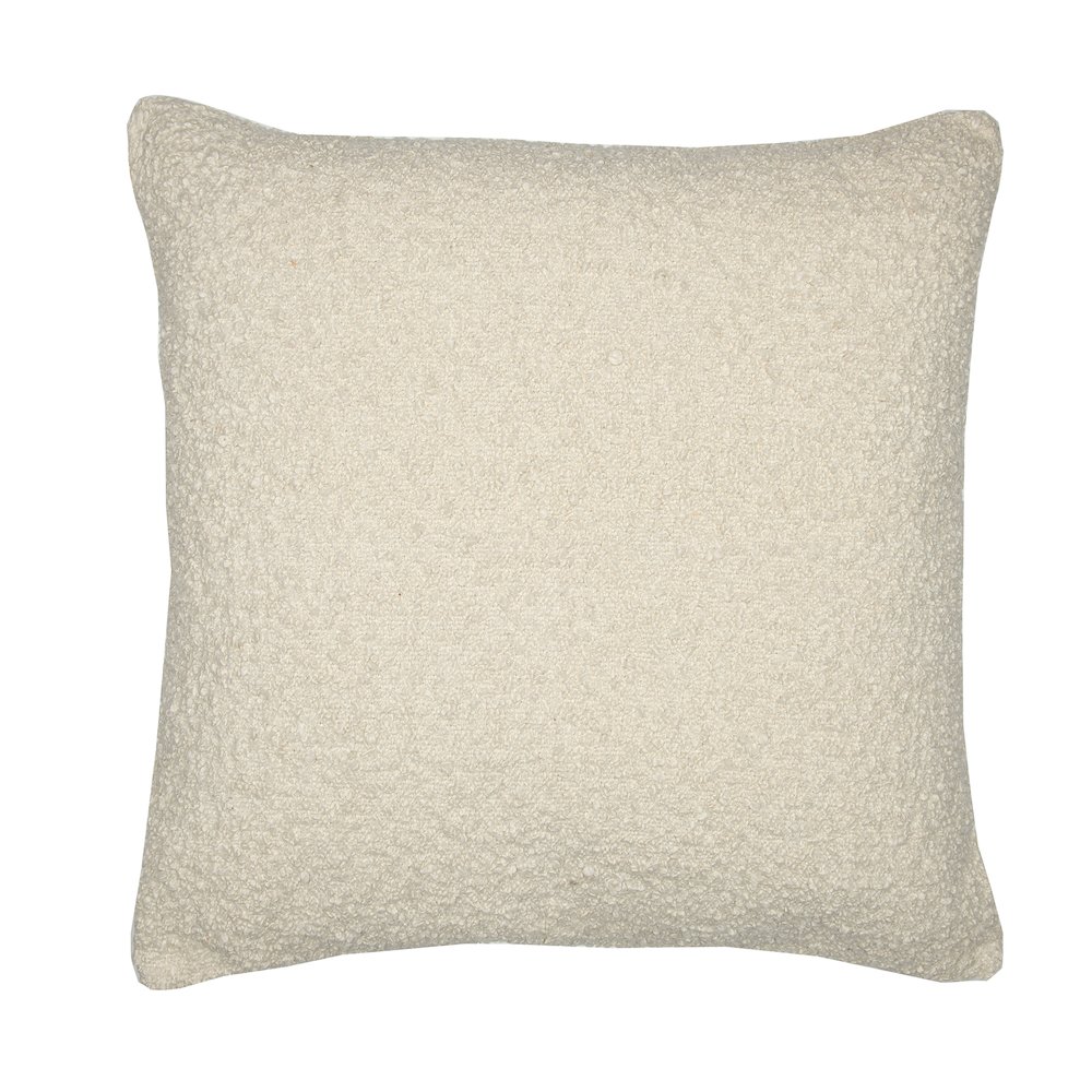 Boucle Performance Poly Filled Pillow in Ivory, 20" x 20". Picture 1
