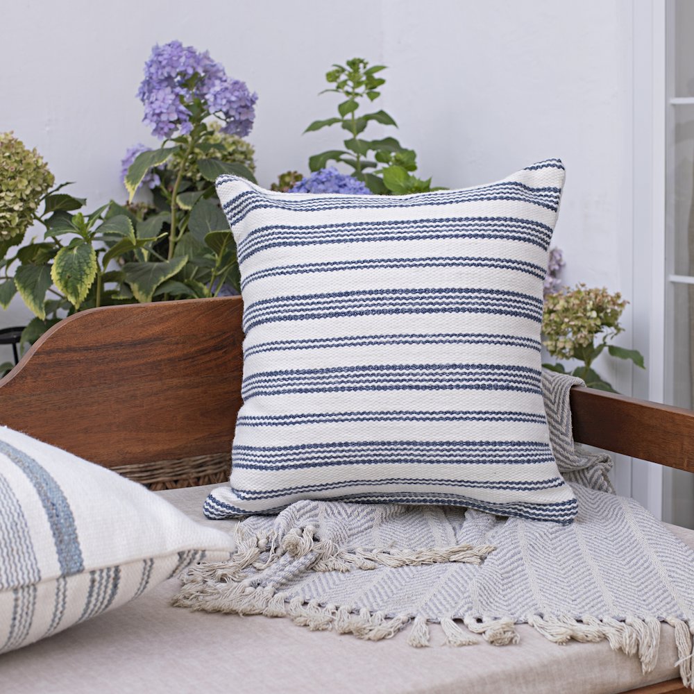 Opee Recycled PET Poly Filled Pillow in Blue/White, 20" x 20". Picture 7