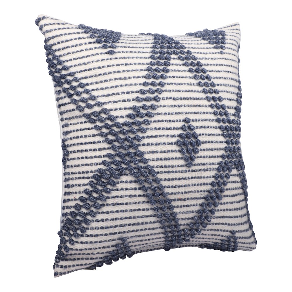 Navy/ White Farmhouse Diamond Hand-Woven Indoor/Outdoor Throw Pillow Cover. Picture 6