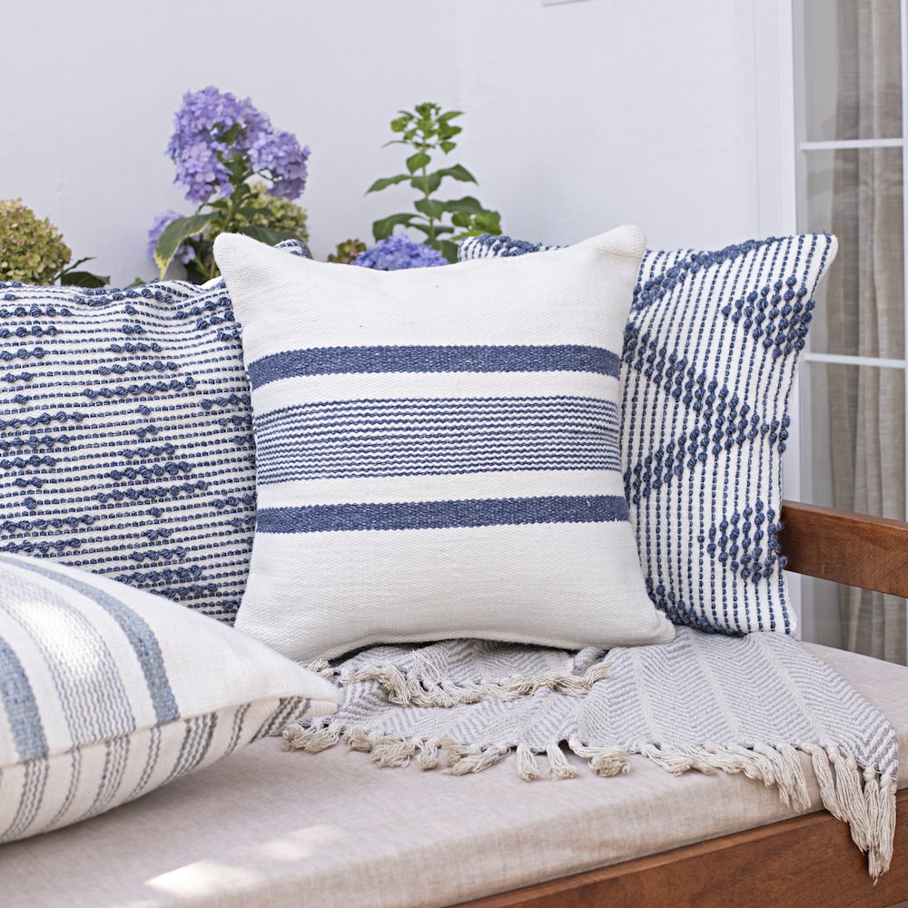 Opee Recycled PET Poly Filled Pillow in Blue/White, 20" x 20". Picture 7