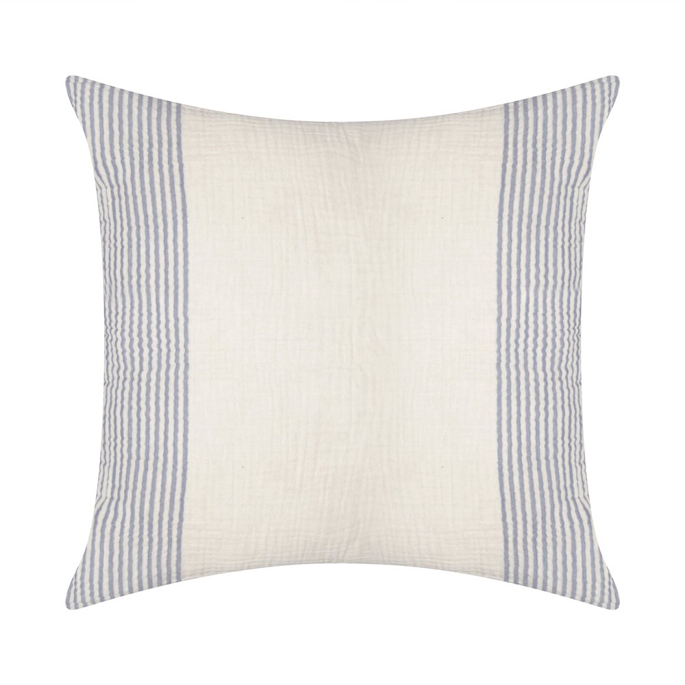 Siya Cotton Poly Filled Pillow in Blue/Ivory, 22" x 22". Picture 1