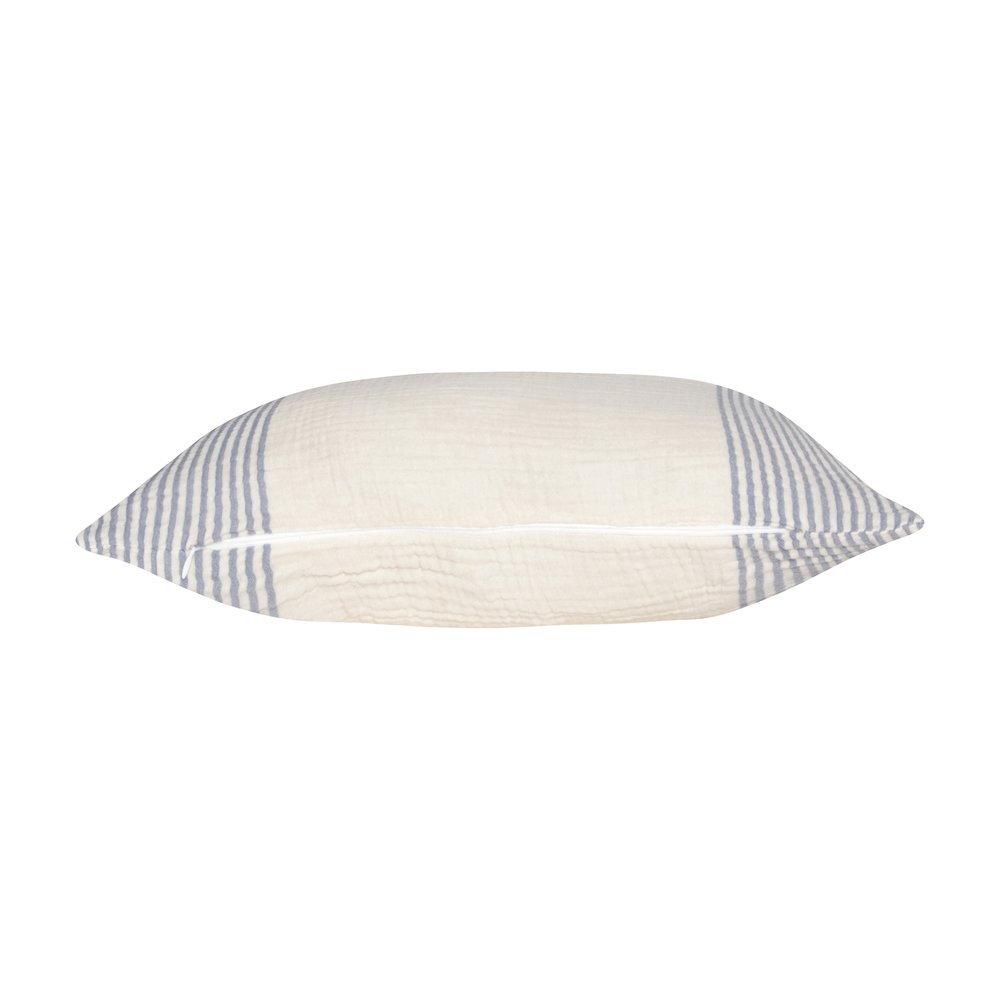 Siya Cotton Poly Filled Pillow in Blue/Ivory, 22" x 22". Picture 8