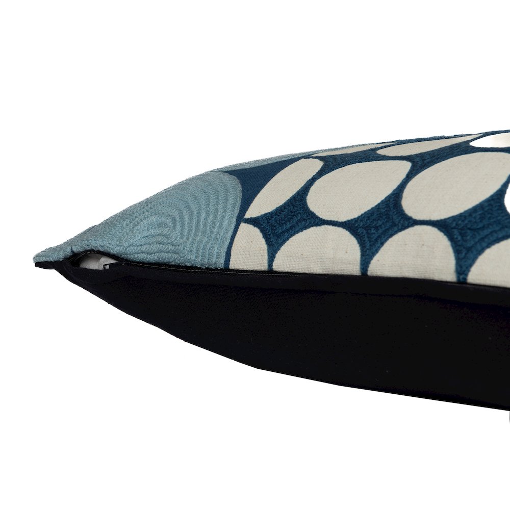 Blue/Ivory Contemporary Geometric Hand-Woven Throw Pillow Cover. Picture 3