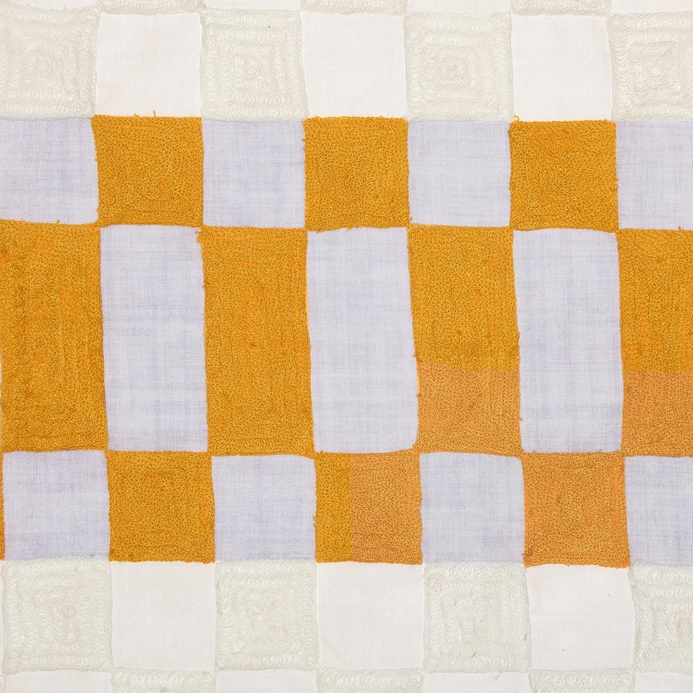 Yellow/Multi Contemporary Checkered Hand-Woven Throw Pillow Cover. Picture 7