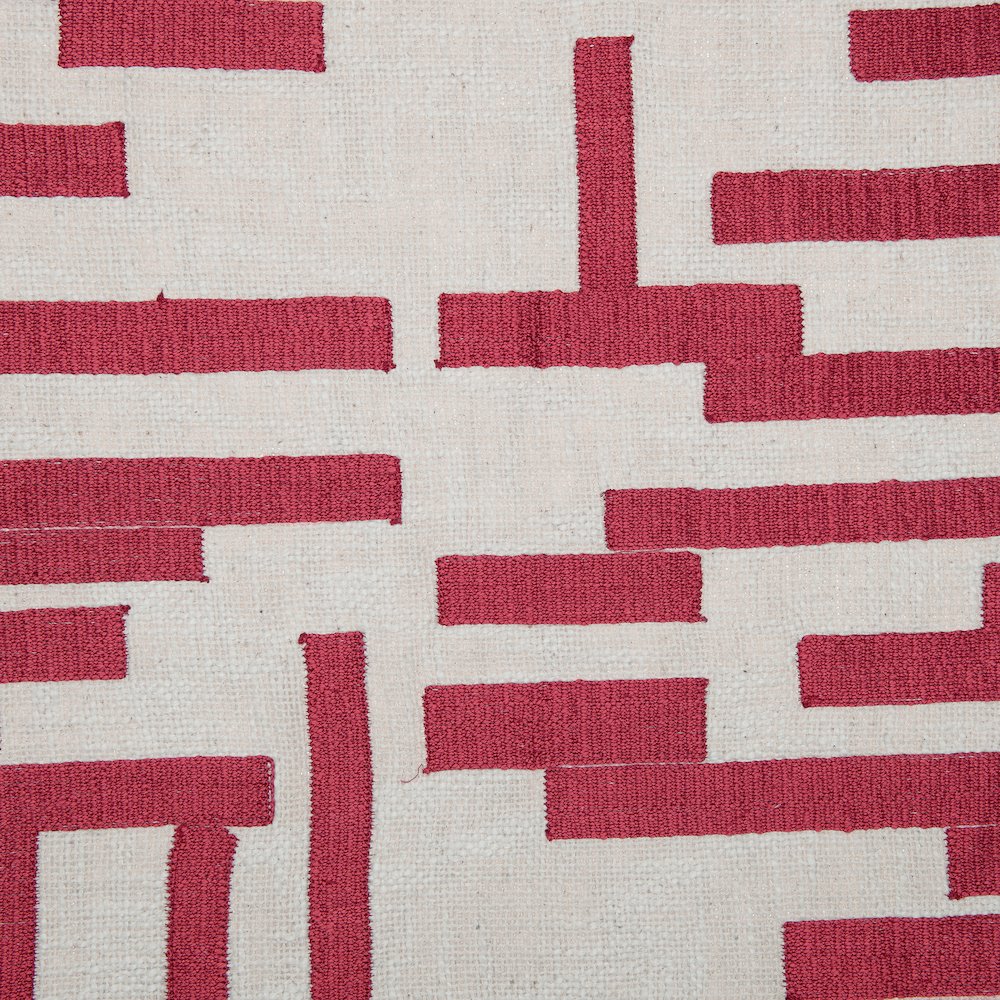 Red/Ivory Contemporary Geometric Hand-Woven Throw Pillow Cover. Picture 7