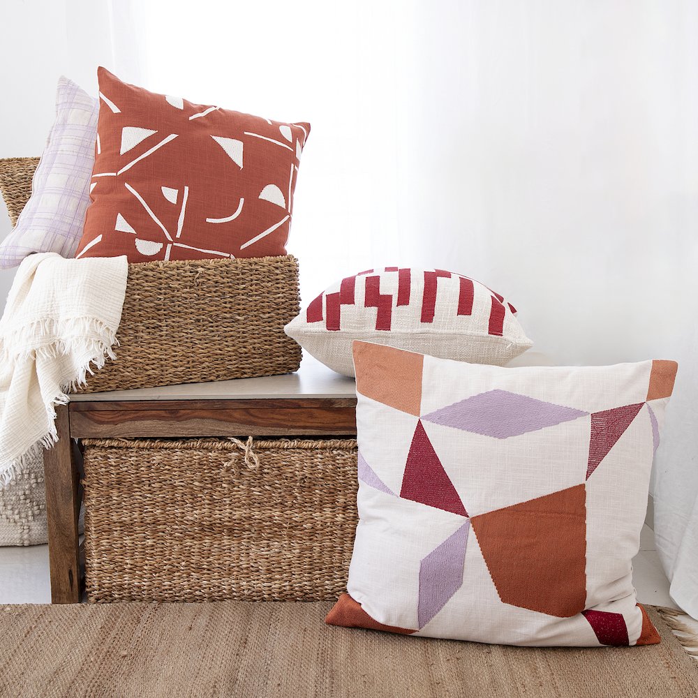 Stacy Garcia  Cotton Blend Poly Filled Pillow in Red/Ivory, 20" x 20". Picture 8