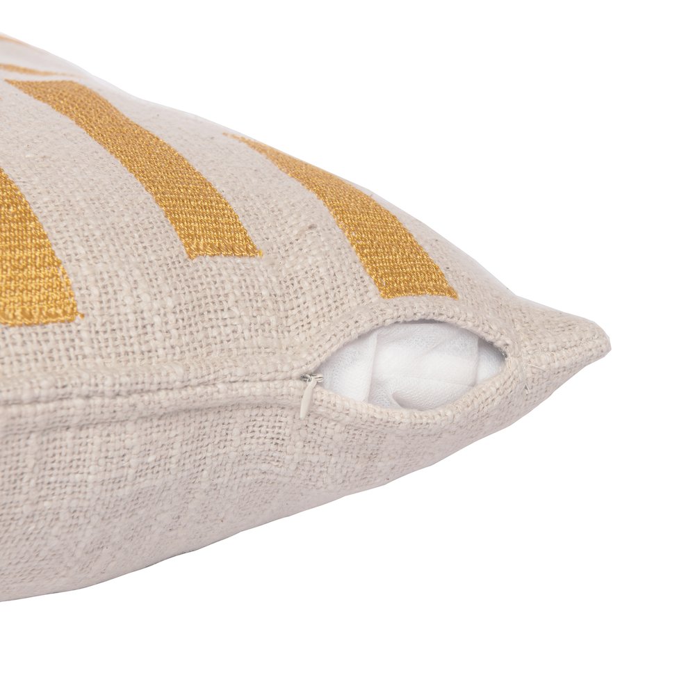 Yellow/Ivory Contemporary Geometric Hand-Woven Throw Pillow Cover. Picture 3