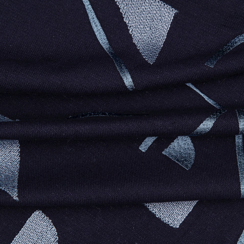 Denim Blue Contemporary Geometric Hand-Woven Throw Pillow Cover. Picture 4