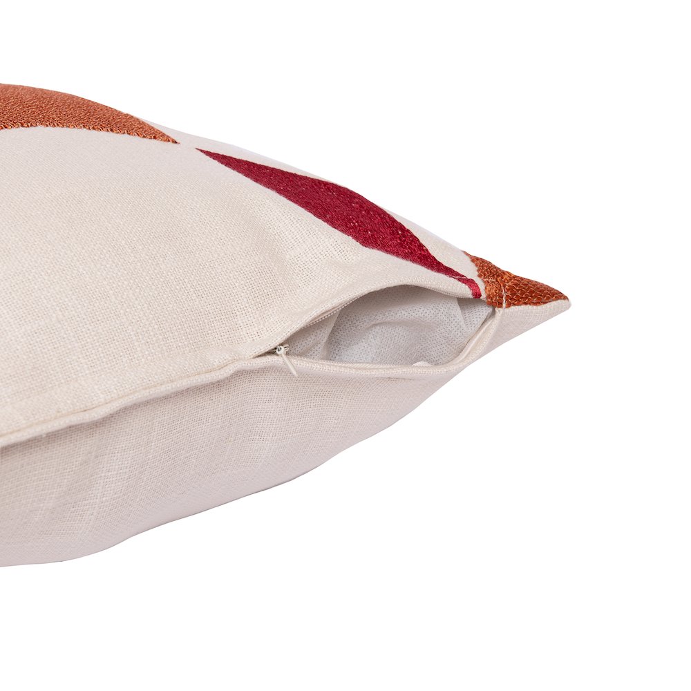 Ivory/Multi Contemporary Geometric Hand-Woven Throw Pillow Cover. Picture 3