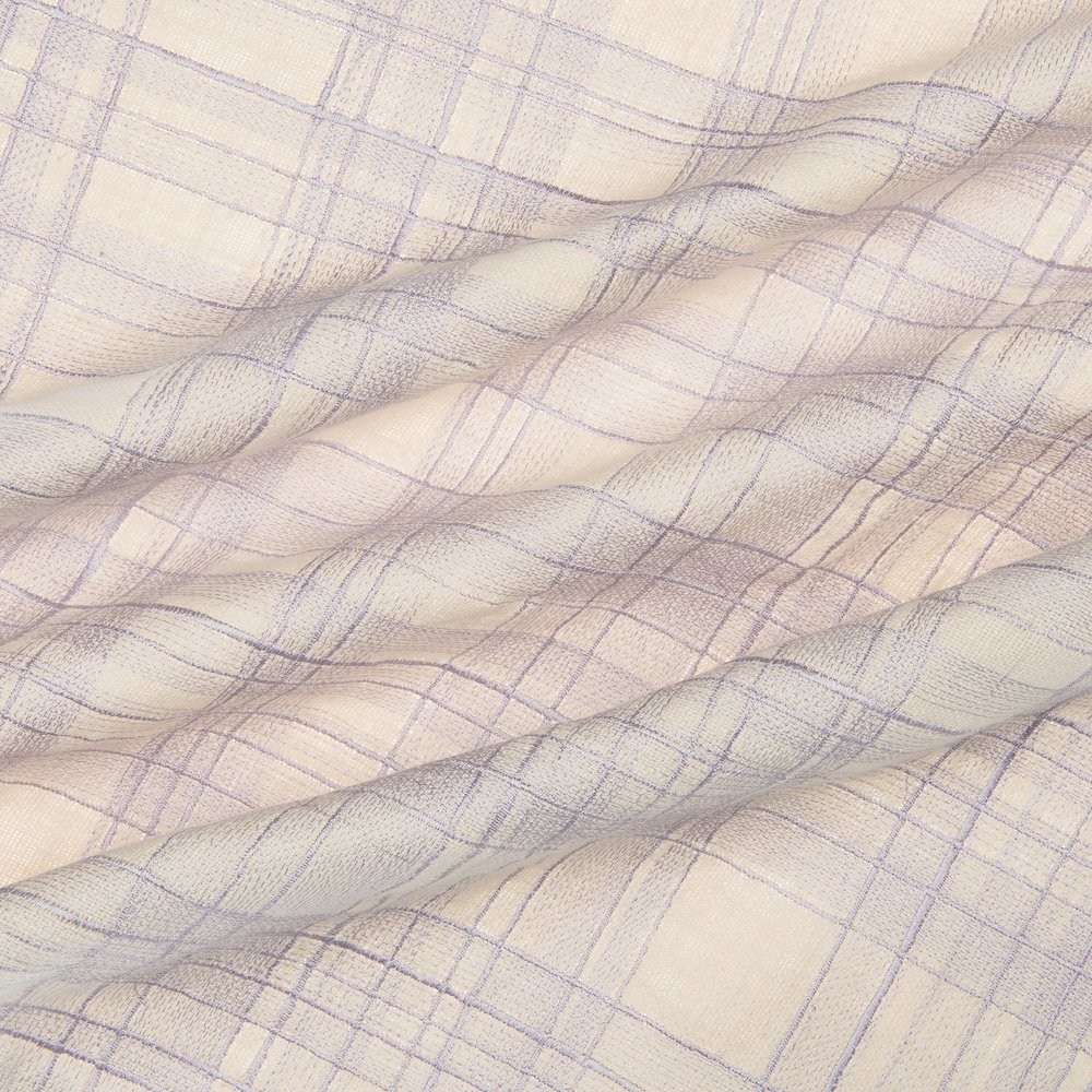 Ivory/Lilac Contemporary Checkered Hand-Woven Throw Pillow Cover. Picture 4