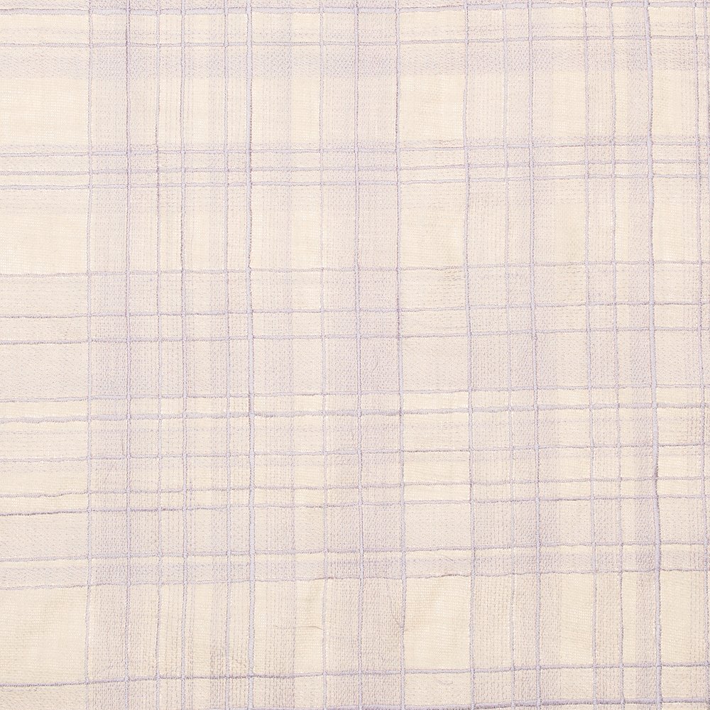 Ivory/Lilac Contemporary Checkered Hand-Woven Throw Pillow Cover. Picture 7