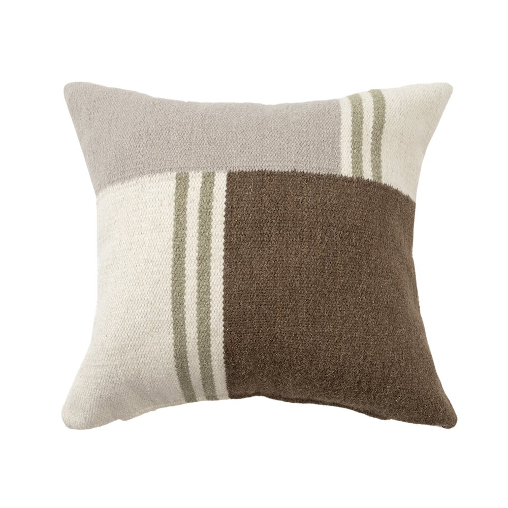 Bauhaus Wool Blend Poly Filled Pillow in Brown/Gray, 24" x 24". Picture 1