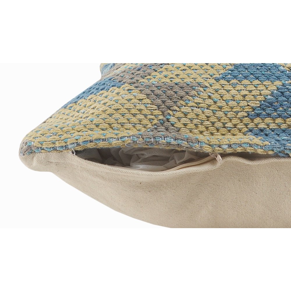 Chile Cotton Poly Filled Pillow in Blue, 18" x 18". Picture 3