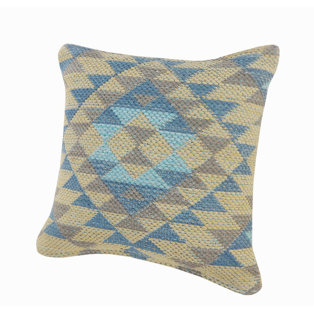 Chile Cotton Poly Filled Pillow in Blue, 18" x 18". Picture 5