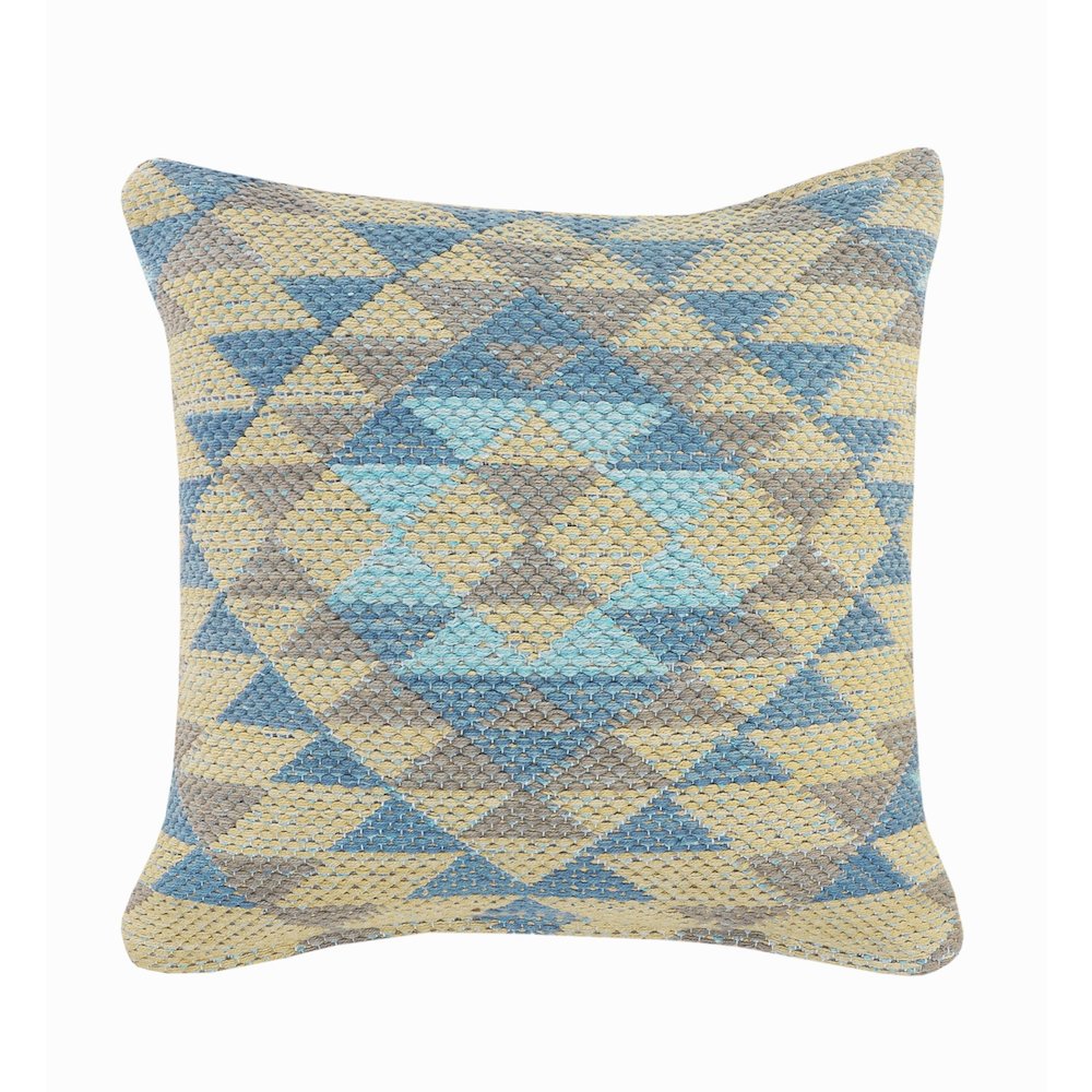 Chile Cotton Poly Filled Pillow in Blue, 18" x 18". Picture 1